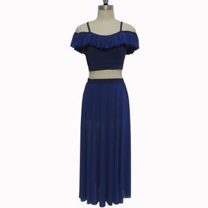 लड़कियों ने नृत्य की पोशाक वयस्क नौसेना ब्लू लिक्रिल बैले स्लीवलेस लंबी पोशाक बच्चों को स्टेज बैले नृत्य - Product Image 2