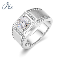 Bague de mariage en argent sterling 925 avec pierre précieuse ronde VVS 1ct, diamant pour homme, moissanite, vente en gros