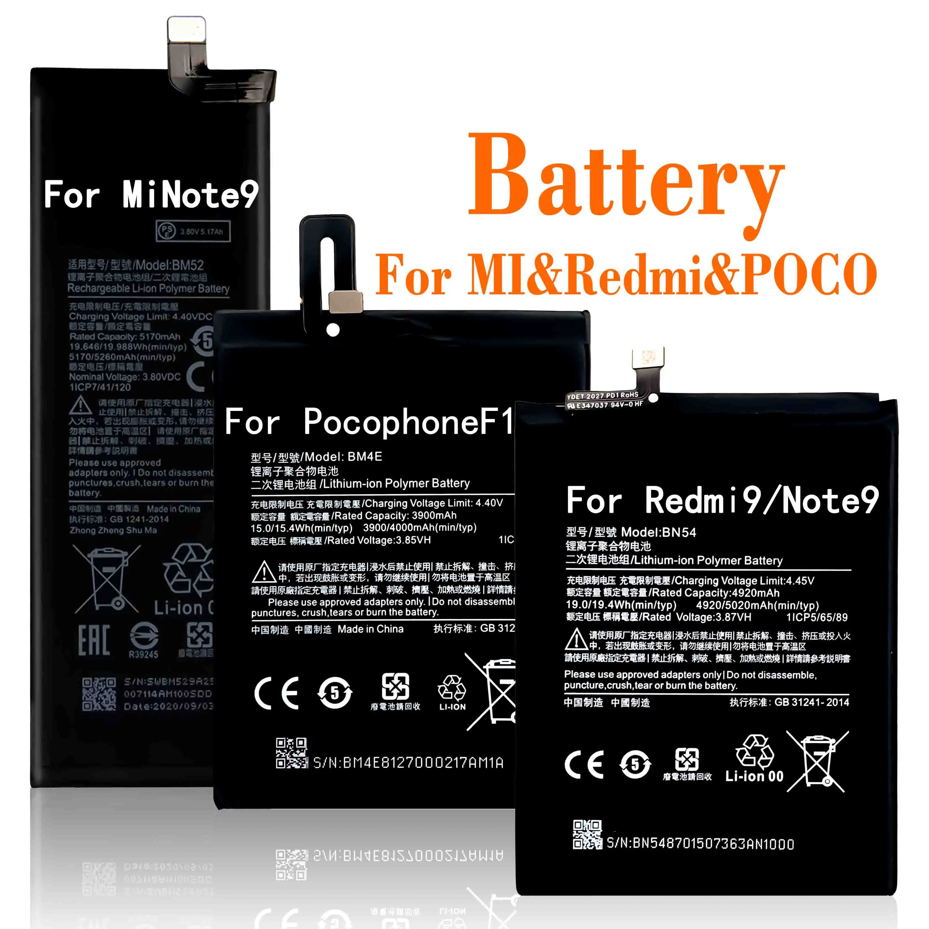 OEM Factory battery Redmi4 Note4 Full range of battery for xiaomi mi poco redmi 1 2 3 4 5 6 7 8 9 10 11 A1 6X Note F1 F2 Longhe