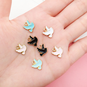 평화의 새 미니 비둘기 매력 보석 만들기 팔찌 대량 공예 목걸이 에나멜 비둘기 매력 - Product Image 2