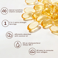 Richtek Vitamine D3 10 000 UI + K2 MK-7 200 µg avec Huile de Coco Complexe 2-en-1 Vitamines D & K Force Maximale Facile à avaler