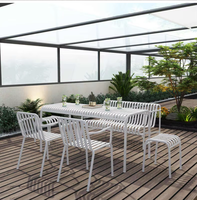 Ensemble de table et chaises de jardin en métal blanc imperméable, style nordique, pour l'extérieur – Vente chaude