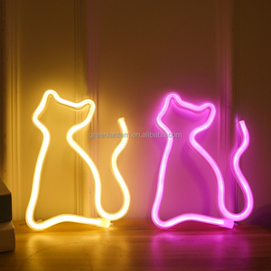 Lumière décorative LED en forme de chat, néon suspendu rose bleu chaud, <span class=keywords><strong>petit</strong></span> chaton néon, alimenté par USB ou piles AA, lumières décoratives pour la maison - Product Image 1