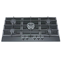 Table de cuisson à gaz encastrable OEM/ODM pour GPL/GN, 5 brûleurs, cuisinière à gaz en verre trempé pour cuisine domestique