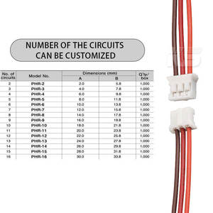 Conector de cable de crimpado rápido JST de 3 pines con paso de 1.00mm, terminal de conexión rápida, conector hembra PHR 2.0 - Product Image 2