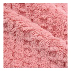 Fashion Soft Heart Design Two-side 100% Polyester 3D Jacquard Knitted Flannel Coral Fleece Fabric for Clothing