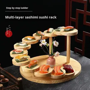 Plato de <span class=keywords><strong>Sushi</strong></span> y Sashimi Estilo Japonés Newell, de Madera de Pino, con Escalones para Servir, Creativo, para Hot Pot, No Apto para Microondas - Product Image 4