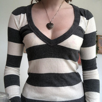 Top corto de punto a rayas Y2k Hada Grunge estética mujer Otoño Invierno cuello en V manga completa camiseta Vintage Harajuku 2000S ropa
