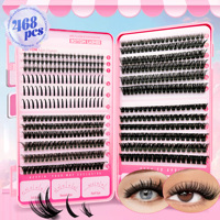 Extensions de cils en grappe à longueurs mixtes, effet œil de renard, segmentées, faites à la main, en faux vison doux, pour pose DIY à domicile, réutilisables, cils de beauté