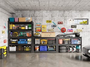 מדף מתכת כבד 5 שכבות מתקפל שחור מתכוונן למחסן, מטבח ומרפסת - Product Image 5