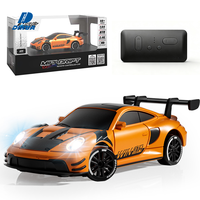 Voiture de drift RC miniature à l'échelle 1:64 avec carrosserie en alliage moulé sous pression, 2,4 GHz, 7 canaux, application et télécommande, lumières LED, jouet de course de poche