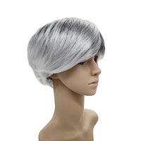 Accessoires de fête, perruque courte argentée pour hommes, perruque synthétique résistante à la chaleur, naturelle, volumineuse, à plusieurs couches, pour fête