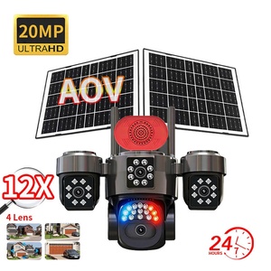 กล้องวงจรปิดพลังงานแสงอาทิตย์แบบ PTZ กลางแจ้ง รุ่นยอดนิยม ความละเอียด 16MP 20MP กล้องสามตัว ภาพสองจอ รองรับ 4G - Product Image 1
