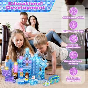 บล็อกแม่เหล็ก STEM คุณภาพสูง 300 ชิ้น ชุดบล็อกแม่เหล็กเพื่อการศึกษาทางวิศวกรรม ปลอดภัย ขอบมน สำหรับโปรแกรมโรงเรียน บล็อกแม่เหล็กพรีเมียม - Product Image 4