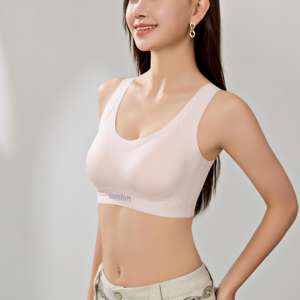 Soutien-gorge de sport confortable sans coutures, sans armatures, anti-choc, dos nu, bretelles larges, style débardeur, design push-up, respirant - Product Image 1