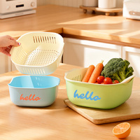 Corbeille à fruits double couche en plastique PP, égouttoir à légumes, bol de rangement et plateau de lavage pour cuisine