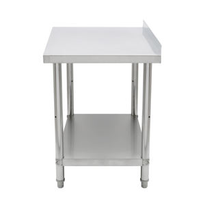 Mesa de Trabajo Redonda de Acero Inoxidable de 2 Niveles con Protector Trasero y Estante Inferior |   Mesa de Preparación para Cocina Comercial - Product Image 3