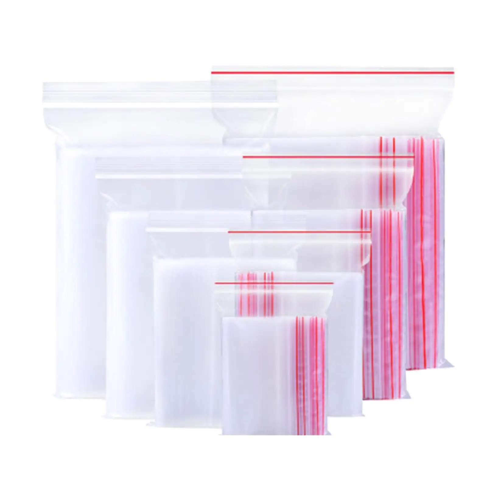 1Pack=100Pcs In Stock Clear Zip Lock Transparent Ldpe Poly Polythene Plastic Reclosable Food Grade Zip Poly Bags With Zipper