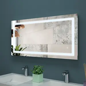Espelho de parede sensor de toque inteligente, espelho retangular anti-neblina para banheiro, armazém dos eua