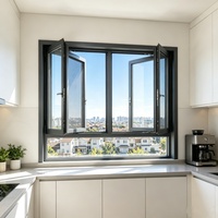 Fenêtre battante moderne en alliage d'aluminium à rupture de pont thermique, double vitrage, avec moustiquaire intégrée, insonorisée, pour salle de bain et maison