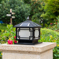 Lampe solaire LED pour poteau, étanche IP65, en aluminium, avec commande sans fil, à intensité variable, style chinois, pour jardins, paysages, parcs
