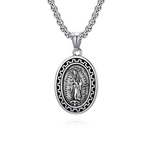 Collar clásico retro y único de la Virgen María, colgante versátil de acero de titanio estilo punk para hombre, estilo urbano. - Product Image 5
