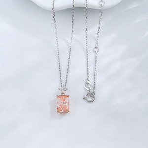 Collier pendentif en or <span class=keywords><strong>rose</strong></span> 18 carats avec diamant <span class=keywords><strong>rose</strong></span> de laboratoire, carré, radiant, minimaliste, ajustable, pour femme - Product Image 2