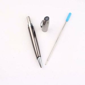 Stylo bille publicitaire personnalisé de haute qualité avec logo, pointe de 1,0 mm, en métal gris, design élégant et moderne pour les entreprises - Product Image 6