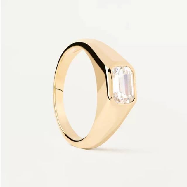 Single Bezel Baguette CZ 925 Sterling Silver Women Jewelry Signet Ring