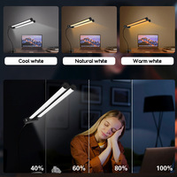 Lampe de lecture LED à double tête à clipser, USB 5V, avec bouton-poussoir, lampe de bureau pour la protection des yeux, idéale pour la lecture, l'étude et l'écran d'ordinateur