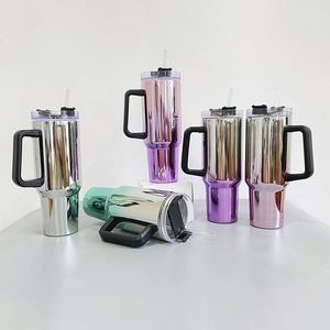 Mug de voyage isotherme en acier inoxydable à double paroi de 40 oz, avec poignée, pour sublimation, couleur dégradée effet miroir magique - Product Image 1