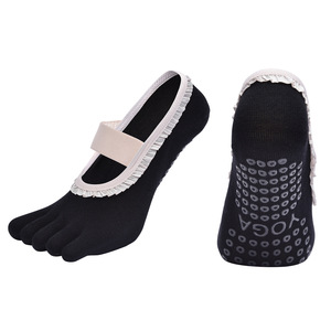 Chaussettes pour femmes de qualité professionnelle, cinq doigts séparés, en coton peigné, avec bordure à volants et logo YOGA imprimé <span class=keywords><strong>sur</strong></span> la semelle - Product Image 5