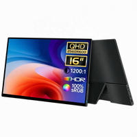 Moniteur portable LCD IPS QHD de 16 pouces, sans écran tactile, avec support en aluminium, anti-lumière bleue, USB-C, taux de rafraîchissement élevé de 144 Hz