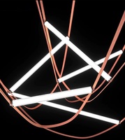 Lustre minimaliste design pour villa, loft, tubes, ceinture, salon, centre commercial, suspension LED de luxe