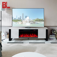 Cheminée électrique en bois nordique F-646, meuble TV de 63 pouces, style moderne et luxueux avec foyer électrique