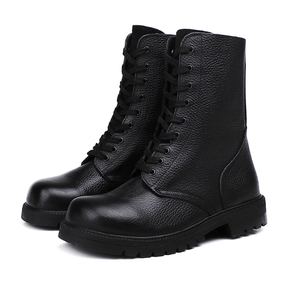 Botas Tácticas Negras con Grabado en Relieve de Cuero Genuino de Grano Completo HBL0105-3 - Product Image 2