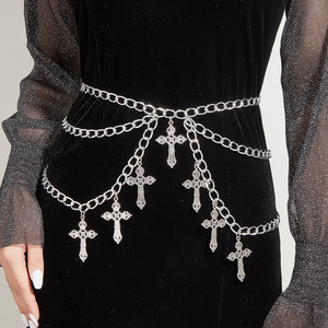 Fashion Body <b>Chain</b> Zinc Alloy <b>Cross</b> Pendant Multi Layer Waist <b>Chain</b> For Women Party Accessories - Product Image 1