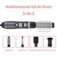 Brosse coiffante 5-en-1 à air chaud, fer à boucler automatique, lisseur, sèche-cheveux, outil de coiffage ionique négatif avec revêtement céramique
