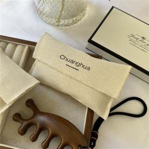 Chuanghua geri dönüşümlü organik pamuk tuval zarf kılıfı İpli özel Logo çevre dostu Gua Sha tarak ambalaj takı için - Product Image 3