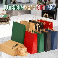 Sacs cadeaux en papier kraft écologiques, faits à la main, durables, colorés, avec poignées et ruban, pour artisanat, bougies, restauration rapide