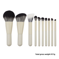 Lot de 10 mini-pinceaux de maquillage beiges, synthétiques et poils de chèvre, portables, pour poudre et contour du nez, brosses cosmétiques de voyage, vente en gros