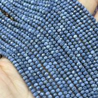 Perles miniatures en pierre naturelle corail bleu 2x3mm facettées, couleur bleu grisâtre, pour la fabrication de bijoux de clavicule, 380mm/brin