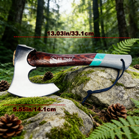 Tomahawk en acier carbone forgé à la main - Hache tactique avec manche en bois sculpté pour le camping, la survie et le travail du bois