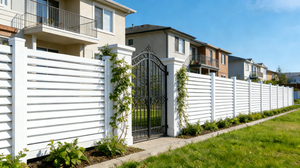 Clôture de confidentialité en aluminium, sécurité, noir, lattes plates, clôture en aluminium, persiennes transparentes, <span class=keywords><strong>vue</strong></span> sur la cour et le jardin - Product Image 5