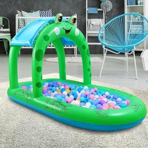 Inflatable Frog Fountain With Sunshade Spray Water Pool For Kids Outdoor Play - Product Image 4