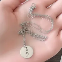 Collier en acier inoxydable, collier semi-colon, collier de sensibilisation à la dépression, collier de guerrier pour la santé mentale, bijoux de suicide, cadeaux