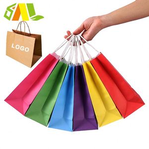 Bolsas de Papel Kraft Blancas y Marrones Baratas, Reciclables, Biodegradables, de Lujo, con Logotipo Digital, de Cuerda de Algodón, para Llevar, con Laminación Promocional - Product Image 1