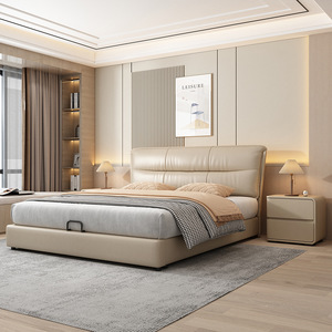 เตียงคู่หนังสไตล์โมเดิร์นมินิมอล 1.8 ม. เฟอร์นิเจอร์ห้องนอนดีไซน์หรูหรา - Product Image 1