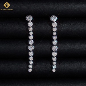 Fine Jewelry GRA Certificate 925 Sterling <b>Silver</b> Gradual Bezel Setting Fashion Moissanite <b>Dangle</b> <b>Earrings</b> - Product Image 3