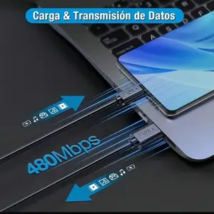 Ingrosso 100pz Cavo di Ricarica Rapida USB Tipo C 2.1A 1 ora Funzione 5A 1M Rame Puro per Stampante Modello Bianco e Nero CAB244 - Product Image 4